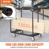 Drywall Cart, 1500 LBS Panel Dolly Cart with 36.02" x 24.02" Deck and 5" Swivel Wheels, Heavy-Duty V952-BLTCSGS00000TGDDOV0