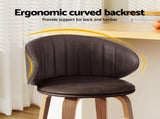 2x Artiss Bar Stools Dining Chairs Contoured Leather Wood Stool BA-TW-8186-BRX2