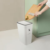 White Multipurpose Press-Top Garbage Can, Large Capacity PP Trash Bin for Home Use V1192-AZ-W-30473