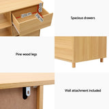 Artiss Chest of 3 Drawers Storage Cabinet 3 Shelves Pine FURNI-C-CDR-02-WD-AB