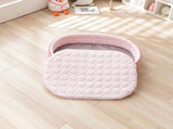 Cooling Ice Silk Pet Bed for Small Dogs and Cats, Breathable Summer Nest with Washable Cushion, V1341-ZY-M5MWNNBL-LIGHTGREY-L7058CM