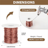 99.9% Dead Soft Copper Wire, 20 Gauge 0.8u202fmm Diameter, 328 Feet / 100u202fM, 1 Pound Spool V1370-AZ4-07757