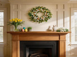 26 Inch Spring Greenery Wreath for Front Door, White Daisy & Yellow Forsythia Floral Wreath with V1258-DP02-C-2682