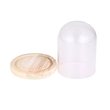 Transparent Flower Glass Cover with Wooden Base for DIY Flower Display and Home Decoration V1366-AZ2-W-12386