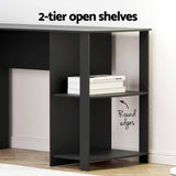 Artiss Office Desk and Chair Set L Shaped Computer Desk 136cm with 2 Tier Storage Shelves, Ergonomic FURNI-DESK01-FZ09H-BK