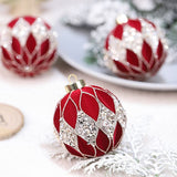 8cm Flocked Christmas Balls Ornament Set with Rhinestones and Glitter, 12-Piece Holiday Hanging V1341-ZY-EMHWH3XR-DARKGREEN