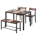 Artiss Dining Table and Chairs Set of 4 Bench Kitchen Furniture Rustic Brown DSET-D-BH25-BR