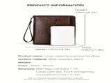 men's business clutch bag, large capacity handbag, double zipper wallet, multi card slots purse, PU V1106-918-60231-DAR-M