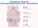 Large Capacity Hanging Travel Toiletry Bag with Jewelry Organizer, Multi-Layer Cosmetic Makeup V1341-ZY-GB47TP28-L-BEIGE