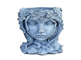 Resin Girl Face Flower Pot Planter 20x15.8cm 7.9x6.2in Decorative Statue for Indoor Outdoor Herb V1366-AZ2-W-14878