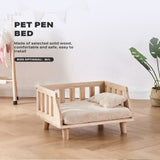 Solid Wood Pet Cat Dog Bed Wooden Puppy Home Bed Pet Supply M Sizes w/Pillows V488-PCPBP-M