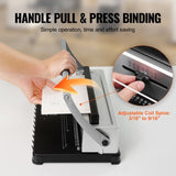 Coil Spiral Binding Machine, Manual Book Maker 34-Holes Binding 120 Sheets, Punch Binder with V952-ZDJ20XQSSD34J0H4EV0