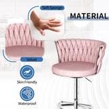 SERENIT Modern Silver Swivel Upholstered Velvet Adjustable Height Counter Stool with Metal Frame V255-GP2217R-PINK
