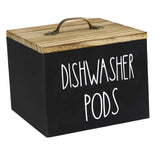 Wooden Storage Container with Lid, Farmhouse Dishwasher Pod Dispenser Box for Laundry Room, Bathroom V1189-LC-RY-00350