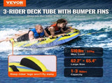 Towable Tube for Boating, 1-3 Riders Inflatable Tube with Bumper Fins, 510 lbs Water Sport V952-CQTLPDDX3R009ZIE2V0