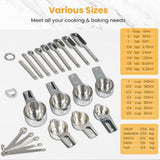 21 Pieces Measuring Cups and Spoons Set - Includes 7 Stainless Steel Measuring Cups,8 Rectangular & V1192-AZ-W-31891