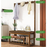 97x168cm Hallway Bench Coat Rack Stand Multifunctional Hall Shelf Entryway V63-840711