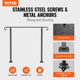Handrails for Outdoor Steps, Fit 1-3 Steps Wrought Iron Handrail, Outdoor Stair Railing, Adjustable V952-LTFS1.2MLZFS00001V0