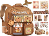Cute Capybara Backpack with Chic Case and More Pins Ita Bag Cartoon Laptop Travel Utility Funny V1107-BACKPACK-SMALL