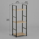 CARLA HOME 3 Tier Bookshelf - Wood Metal Display Shelf - Brown - Rustic - Steel - Living Room Office V178-36410