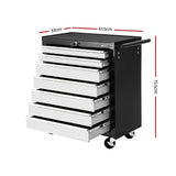 Giantz 7 Drawer Tool Box Cabinet Chest Trolley Storage Garage Toolbox Grey TB-7DR-RL-BKGY