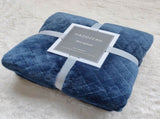 Blue 150*200cm Flannel Fleece Blanket - Quilted Diamond Pattern, Soft & Warm Polyester Throw for V888-ELOSUNG50663