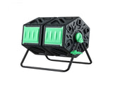 Gardeon Compost Bin Dual-Chamber 130L Composter Tumbler Rotating Garden Recycle Food Waste CBIN-DUAL-GNBK
