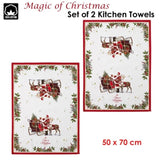 Ashdene Magic of Christmas by Richard Macneil Set of 2 Cotton Kitchen Towels 50 x 70 cm V442-LDE-TEAT-MAGICOFCHRISTMASSETOF2-RED-RE