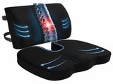 Ergonomic Memory Foam Seat Cushion & Lumbar Support Set - Breathable Mesh Orthopedic Relief Combo V888-ELOSUNG49656