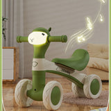 Cartoon Alpaca Kids 4-Wheel Balance Bike, Pedal-Free Toddler Scooter with Lights & Music for Ages V1265-AU-498-DANFEN