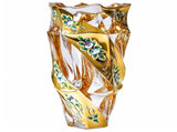 Gold Glass Vase, 9" Tall Crystal Flower Vase, Boho & European Style Vintage Glass Vase for Wedding V1370-AZ4-15530