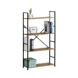 CARLA HOME 4 Tier Bookshelf - Industrial Display Shelf - Brown - Rustic - Steel - Living Room Office V178-36413