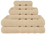 Khaki Luxury 6-Piece Combed Cotton Towel Bale Set - Ultra Soft & Absorbent Bath, Hand, Face Towels V888-ELOSUNG27902