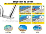 Pool Rail 39x32 Pool Railing 304 Stainless Steel 250LBS Load Capacity Silver Rustproof Pool Handrail V952-BXGYCFS3W39X32YC1V0