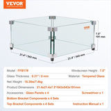 Gas Fire Pit Wind Guard for Square Fire Table, 543 x 543 x 191 mm Clear Tempered Wind Guard for V952-HKFFZGHBLZFXI4JMNV0