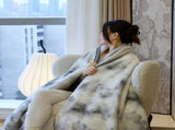 Grey Luxury Mink Velvet Ink Print Blanket - High-Quality Warmth for Your Home V888-ELOSUNG34285
