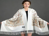 European-American Style Auspicious Embroidered Shawl Scarf, High-End Autumn & Winter Warm V1232-FXRPJ002