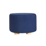Fabric Ottoman Round Wooden Leg Foot Stool - DARK BLUE V274-FT-GQST01-DBU