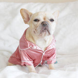 Dog Stain Silk Pajamas Clothes,Button Down Short Sleeve Dog Shirts Loungewear Puppy Pjs for Yorkie V1189-WXFWAL-20260319-01630
