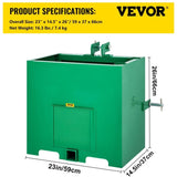 VEVOR Ballast Box for 3 Point Counterweight Category 1 Tractor Powder Heavy—Duty V952-YZXSD1L2YCGREEN01V0