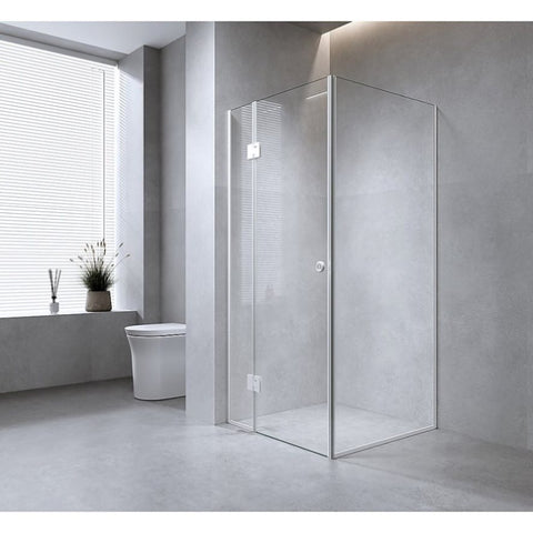 120x70cm Corner Frameless Shower Screen White Wall & Floor Channel with SS Hinges for Modern V63-940371