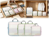 4 Pack Color Nylon Travel Packing Cubes Compression Clothing Storage Pouches See Through Carry V1369-AZ3-W-14670