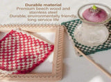 Square Wooden Knitting Loom Board, Beech Wood with Stainless Hooks for Blankets Scarves, 30 x 30cm V1188-MS-721-319