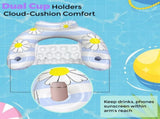 Daisy Inflatable Pool Floats 2-Pack Adults U-Shaped Lounge Chairs with Cup Holders, Portable V1107-DAISY INFLATABLE POOL FLOATS