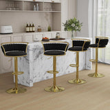 SERENIT Golden Swivel Upholstered Velvet Adjustable Height Counter Stool with Metal Frame Black V255-SE-GP2312R-BLACK