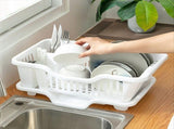 Dish Drying Rack-Dish Rack with Auto-Drain Organizer Rack Dish Rack and Drainaboard Set for Kitchen V1369-AZ3-W-19038