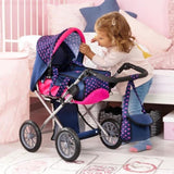 Baby Doll City Star Pram in Polka Dots, Blue and Pink V178-21961