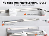 21.8 x 40.6 cm Stainless Steel Shelf, Wall Mounted Floating Shelving with Backsplash, 20 kg Load V952-BGSCTTLL86162MWQSV0