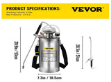 2Gal Stainless Steel Sprayer, Set 20" Wand& Handle& 3FT Reinforced Hose, Hand Pump Sprayer V952-PWQBXG8L000000001V0
