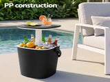 Gardeon 2-in-1 Outdoor Bar Table Portable Wine Cooler 15L Ice Bucket Tong Black ODF-COOLER-Q-BK